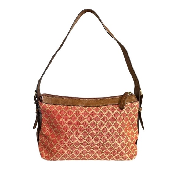 Etienne Aigner Orange Linen Faux Leather Colorful Diamond Shoulder Bag - Picture 3 of 9